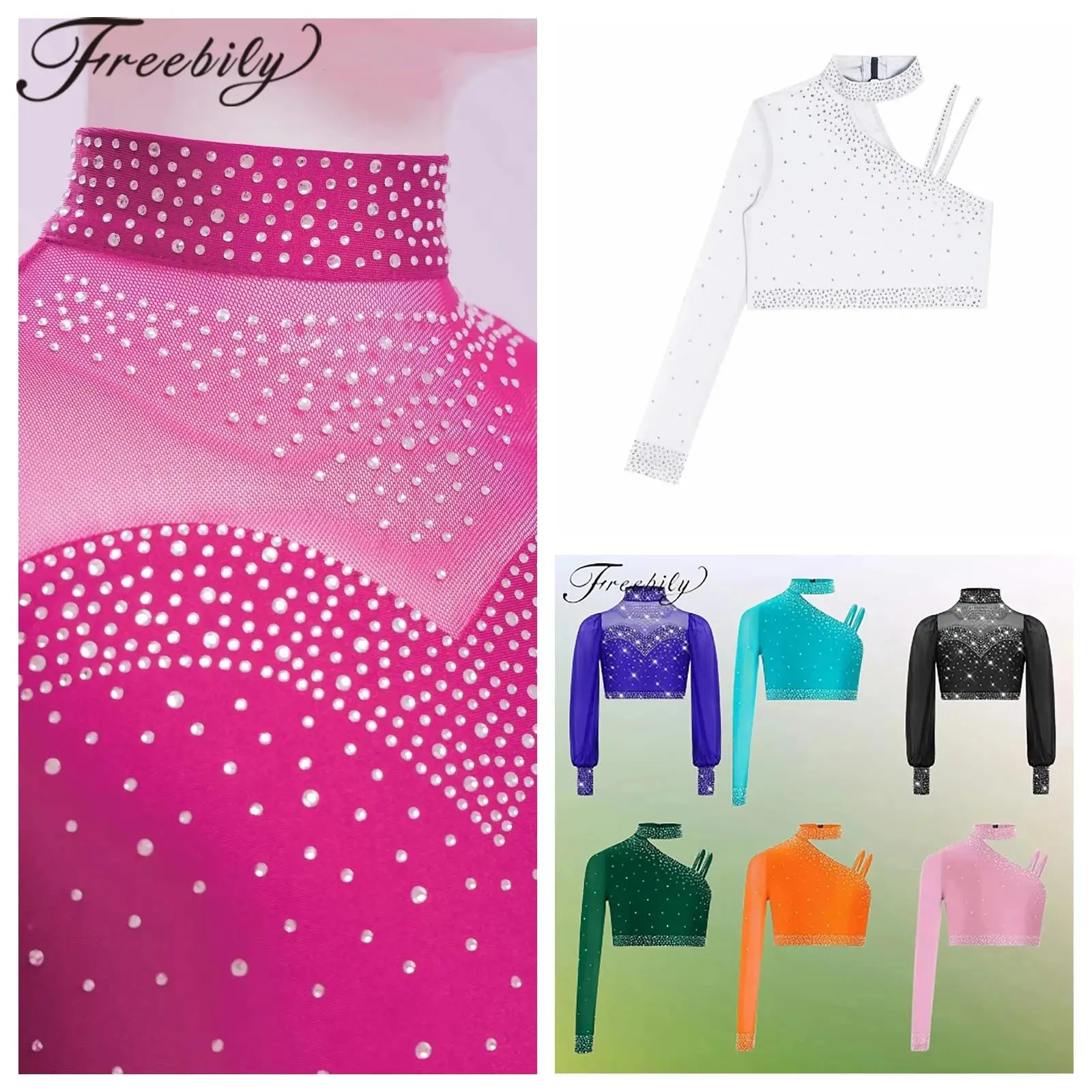 

Детские балетные топы со стразами, детская современная школьная одежда для выступлений, костюм для лирического танца для девочек, укороченный топ