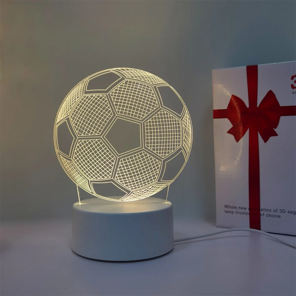 1 football 3D night light, Father\'s Day, holiday gift table light for family, atmosphere light, companion sleep light.