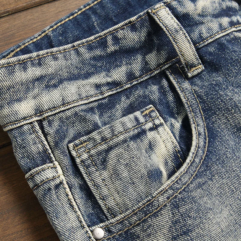 Nuovi jeans retrò Pantaloni a gamba dritta da uomo Jeans strappati Pantaloni casual alla moda Pantaloni Pantaloni Abbigliamento da strada