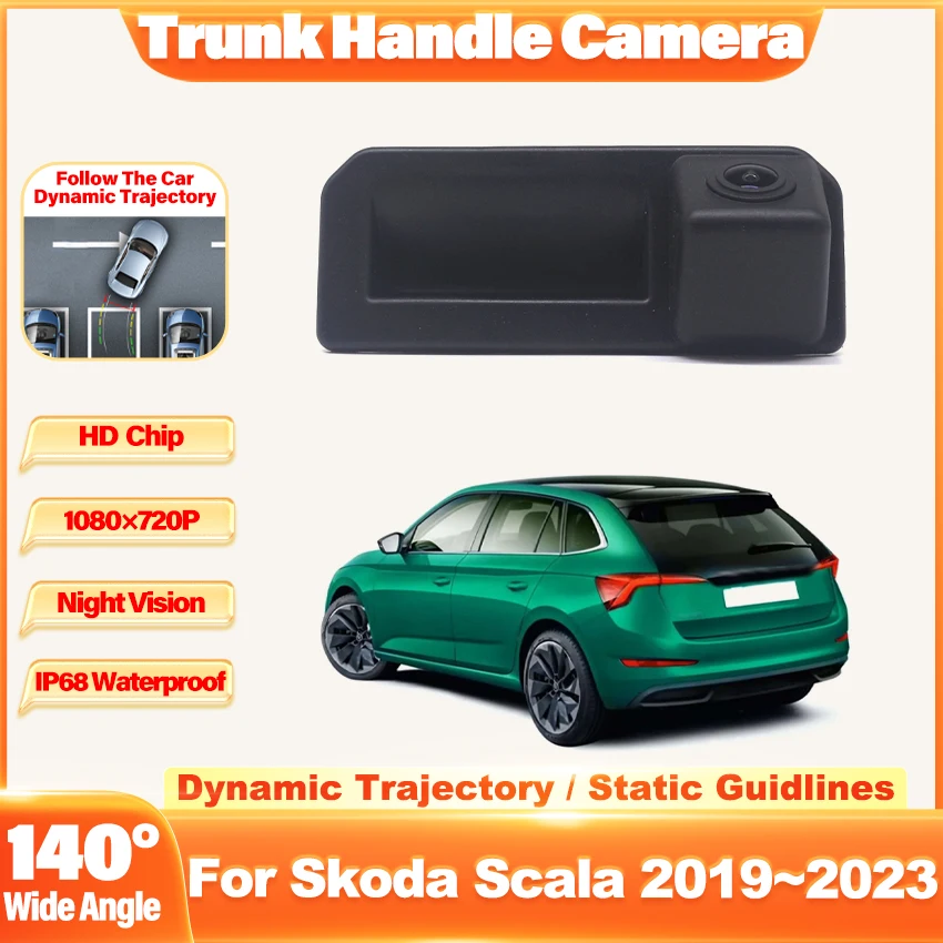 1080P 140°Wide Angle Dynamic Trajectory Rear View Camera For Skoda Scala 2019 2020 2021 2022 2023 High Quality Reversing Camera