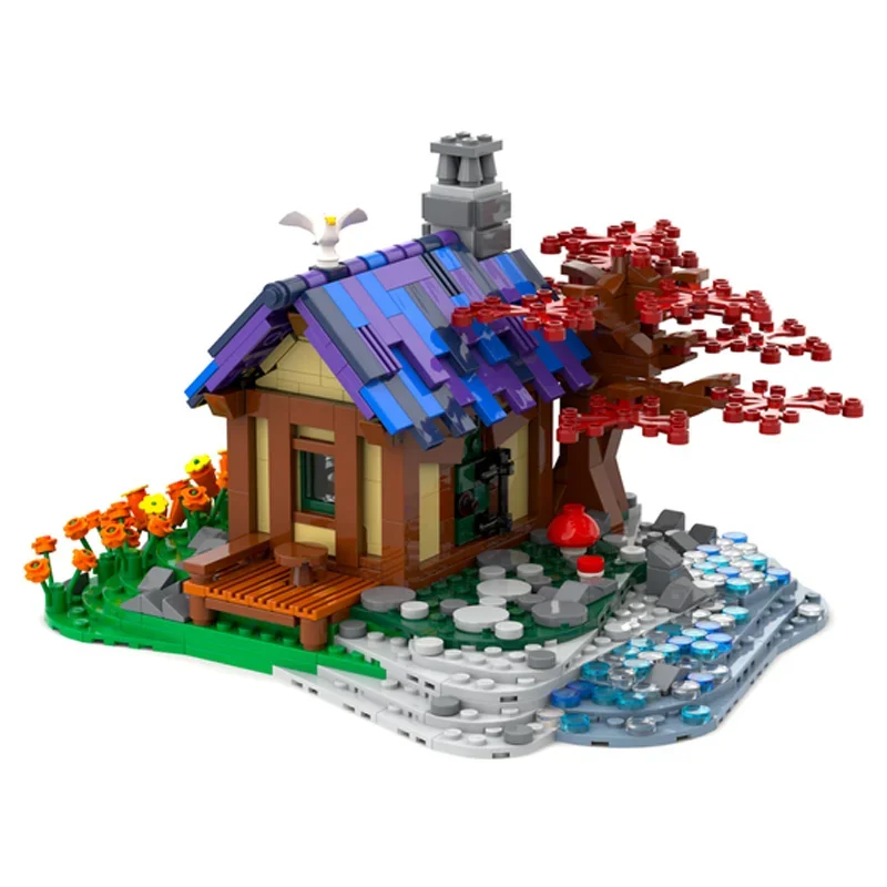 843-teiliges MOC Tiny House At The Sea Bausteinset Weihnachtsgeschenk DIY-Spielzeug zur Entwicklung von Geduld und Konzentration