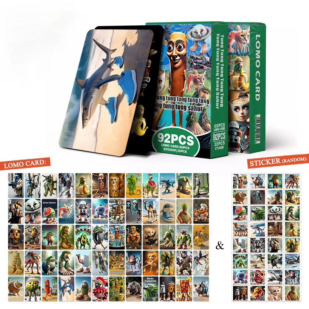 92 pz montagna e mare classico Tralalero Tralala Carte Anime Gioco di carte Collezione di foto Bambini Festa Cosplay Raccogli foto Regalo