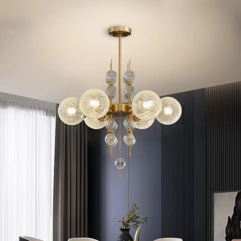 Modern Minimalist Living Rooms Chandelier Dining Room Design Glass Bubble Ball Lamping Magic Bean Art Bedroom Lamps