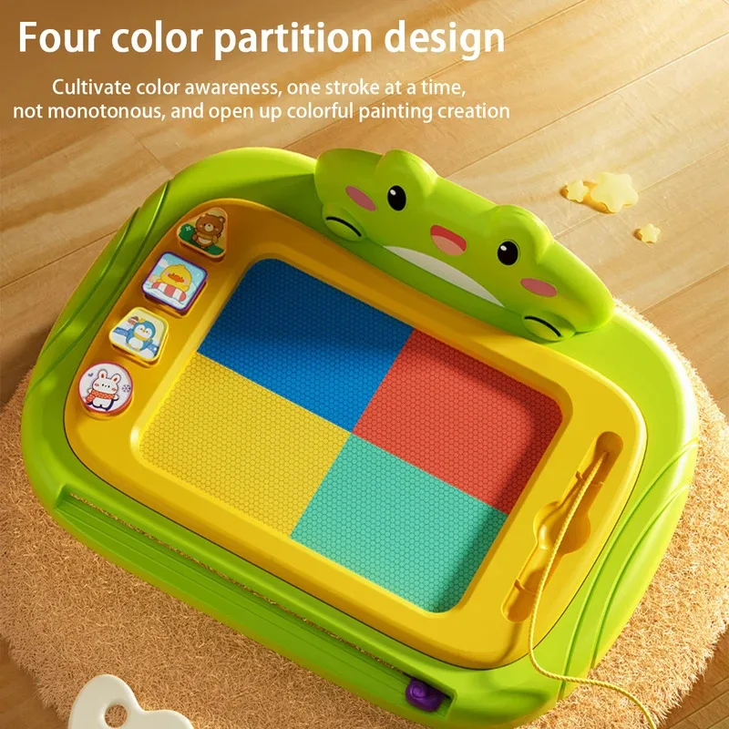 Cute frog-shaped children's magnetic drawing board and table, 0-3 years old early education toys | Colorful graffiti painting