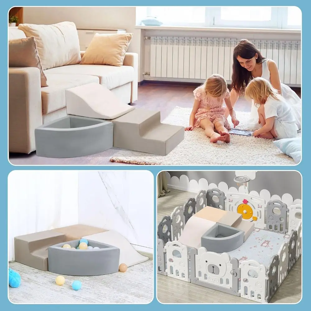 Toddler 4-Piece Foam Climbing Set: Soft Velvet Blocks for Crawling, Sliding, and Indoor Play