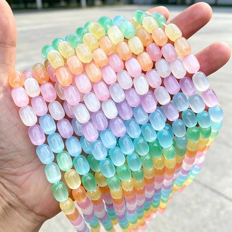 Natural Multicolor Selenite Stone Dyed Color Barrel Shape Beads Smooth Loose Spacer For Jewelry Making DIY Necklace Bracelet view 3