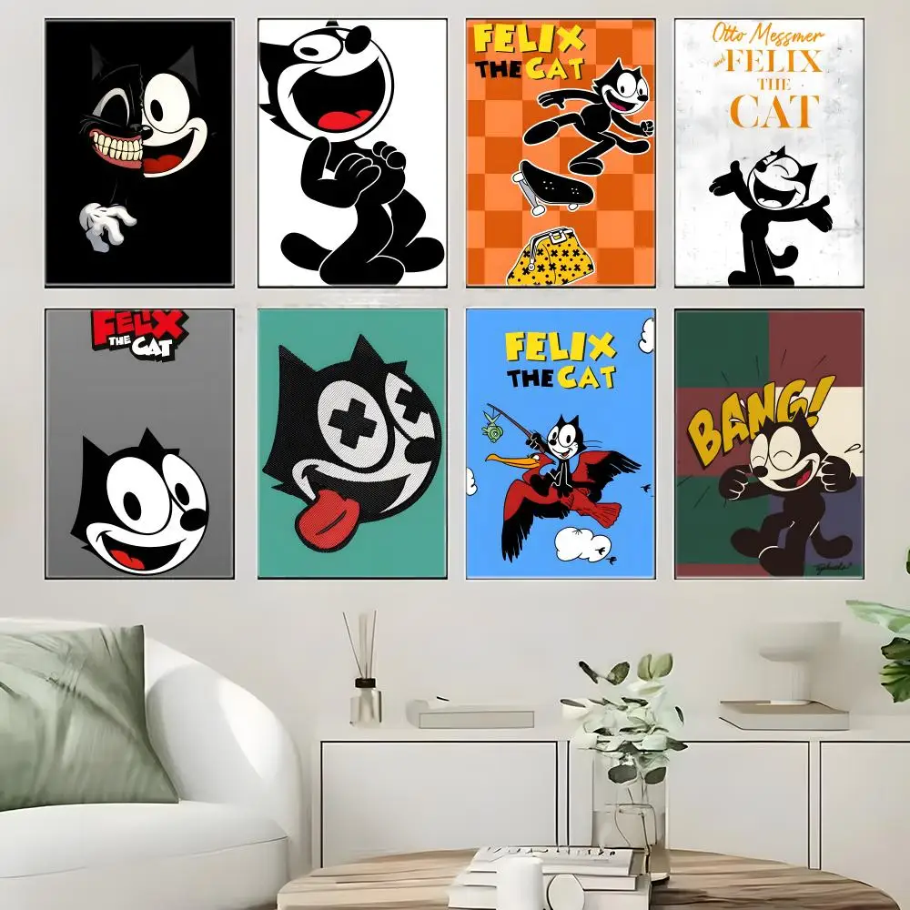 Classic Cartoon F-Felix the Cat Poster  Self-adhesive Art Waterproof Paper Sticker Coffee House Bar Room Wall Decor