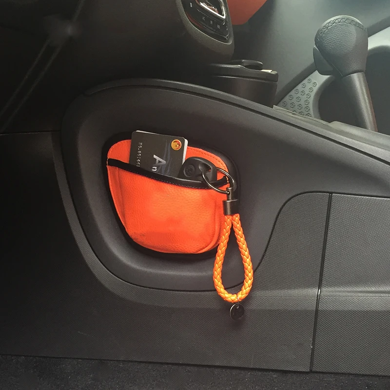 For Smart 453 Fortwo Forfour New Car Storage Bag  Patch Pocket Mobile Phone Sundried Card Leather Bag Mesh