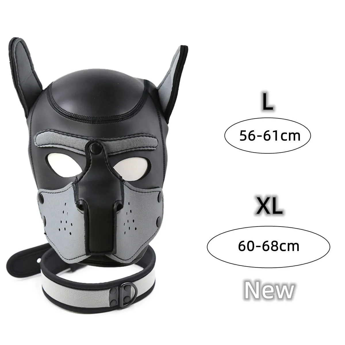 

Puppy Cosplay Costumes of XL Code Brand New Increase Large Size Padded Rubber Full Head Hood Mask with Collar for Dog Roleplay