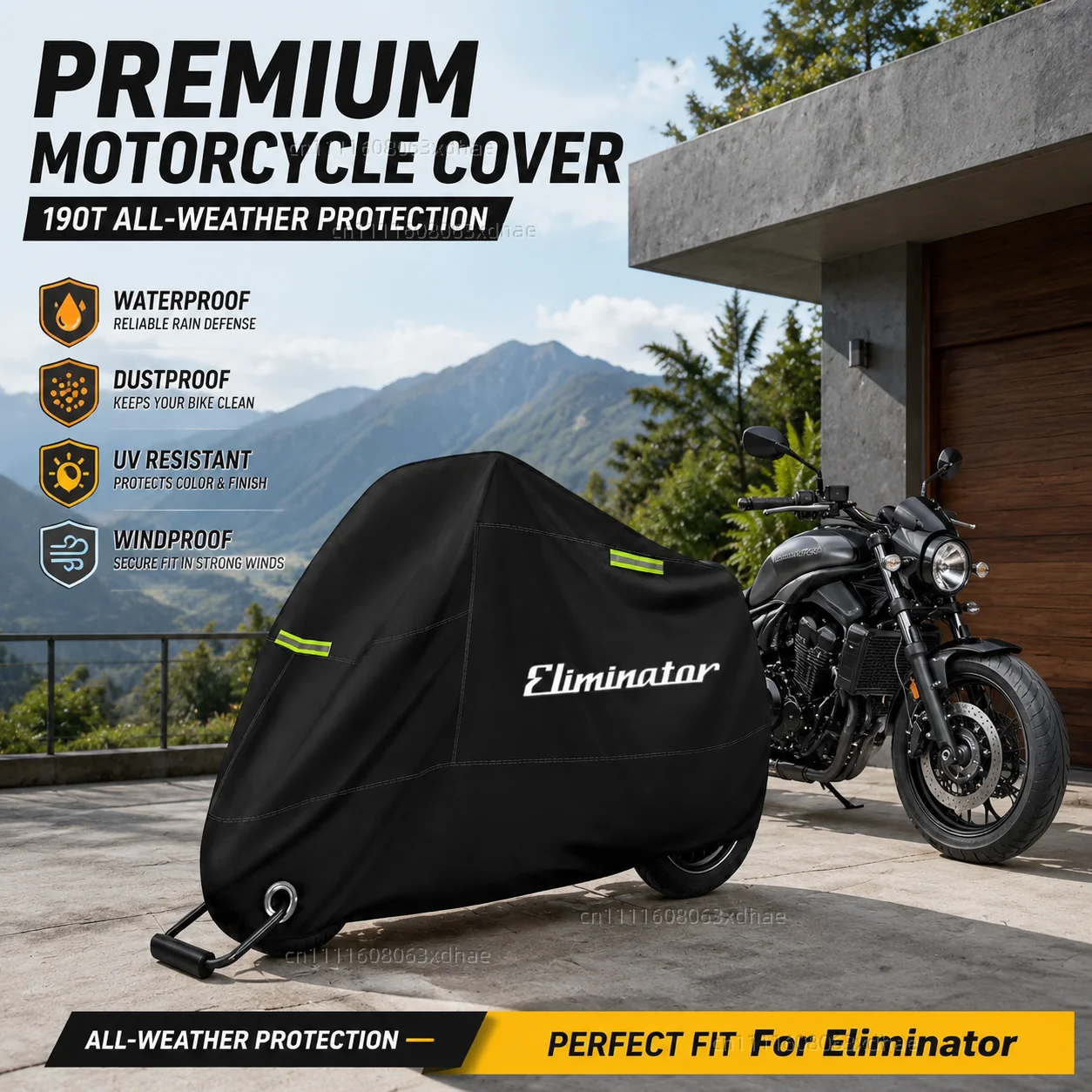 Funda para motocicleta para todas las estaciones, impermeable, protección contra el polvo, la lluvia y los rayos UV, tela Oxford 190T para Eliminator 500 Eliminator 500 SE