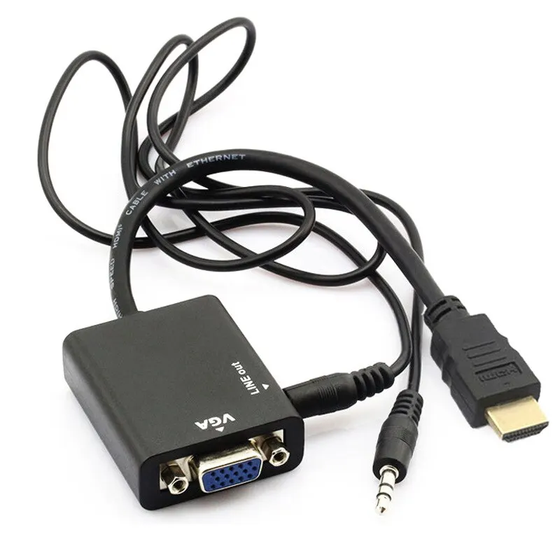 Adapter HDTVI TO VGA With Audio HDTV Male To VGA Female Converter Port HDTV To VGA Output 1080P HDTV Audio TV AV HDTV Video