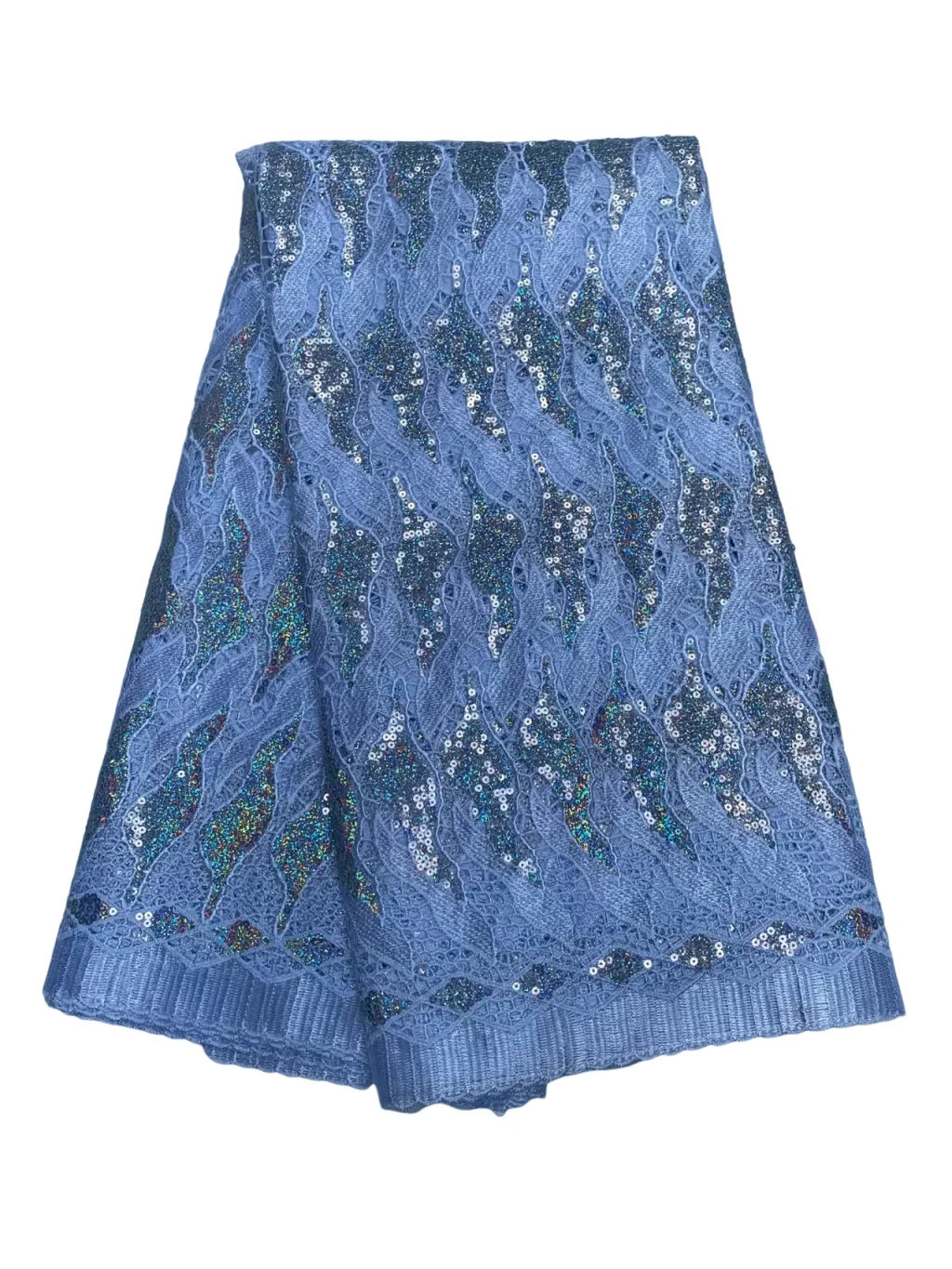 

5 Yard Water Soluble Hot Selling French Lace With Sequins African Tulle Cord Guipure Lace Net Embroidered Fabric For Wedding Sew