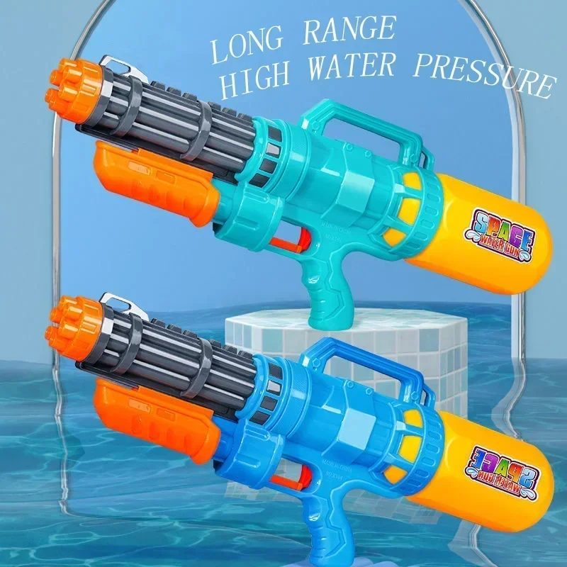 1200ml Grote Capaciteit Gatling Waterpistool Speelgoed Wapen High Power Handleiding Waterpistool Spray Zwembad Zomer Speelgoed voor jongens Kids Geschenken