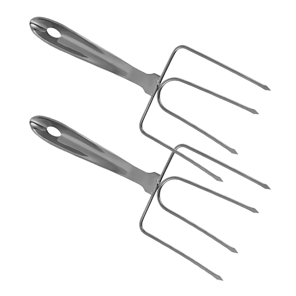 

2pcs Stainless Steel Bbq Fork Reusable Turkey Lifter For Roasting Chicken Steak Grilling Meat Joint Lifting Tool Outdoor Cooking