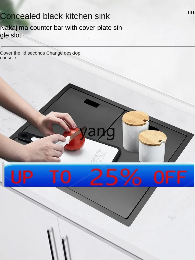 CX Stainless Steel Black Nakajima Bar Counter Hidden Invisible Sink Single Sink Undercounter Basin