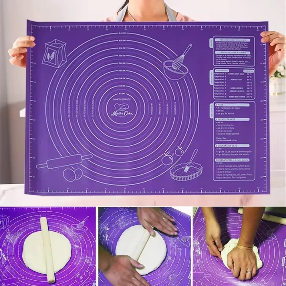 

Silicone Pastry Mat Non Slip Large Non Stick Silicone Baking Fondant Mat Pie Pizza Cookies Easy Clean Kneading Mat with Scale