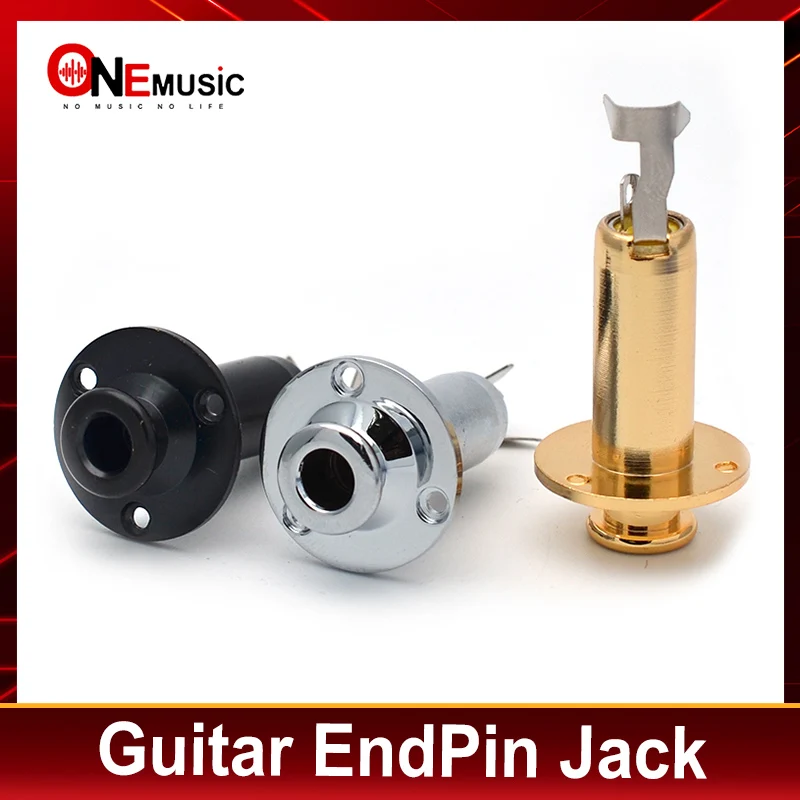 10/20Pcs  Brass Acoustic Electric Guitar End Pin EQ Output Input Jack Guitar Plug Socket 6.35 Guitar Parts Black Silver Gold
