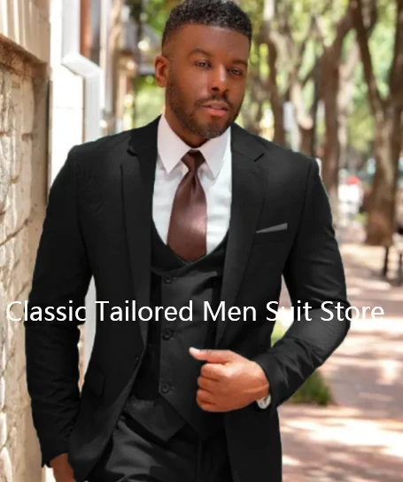 Traje clásico de corte Regular para hombre, traje Formal de 3 piezas, hecho a medida, ideal para boda, graduación, novio