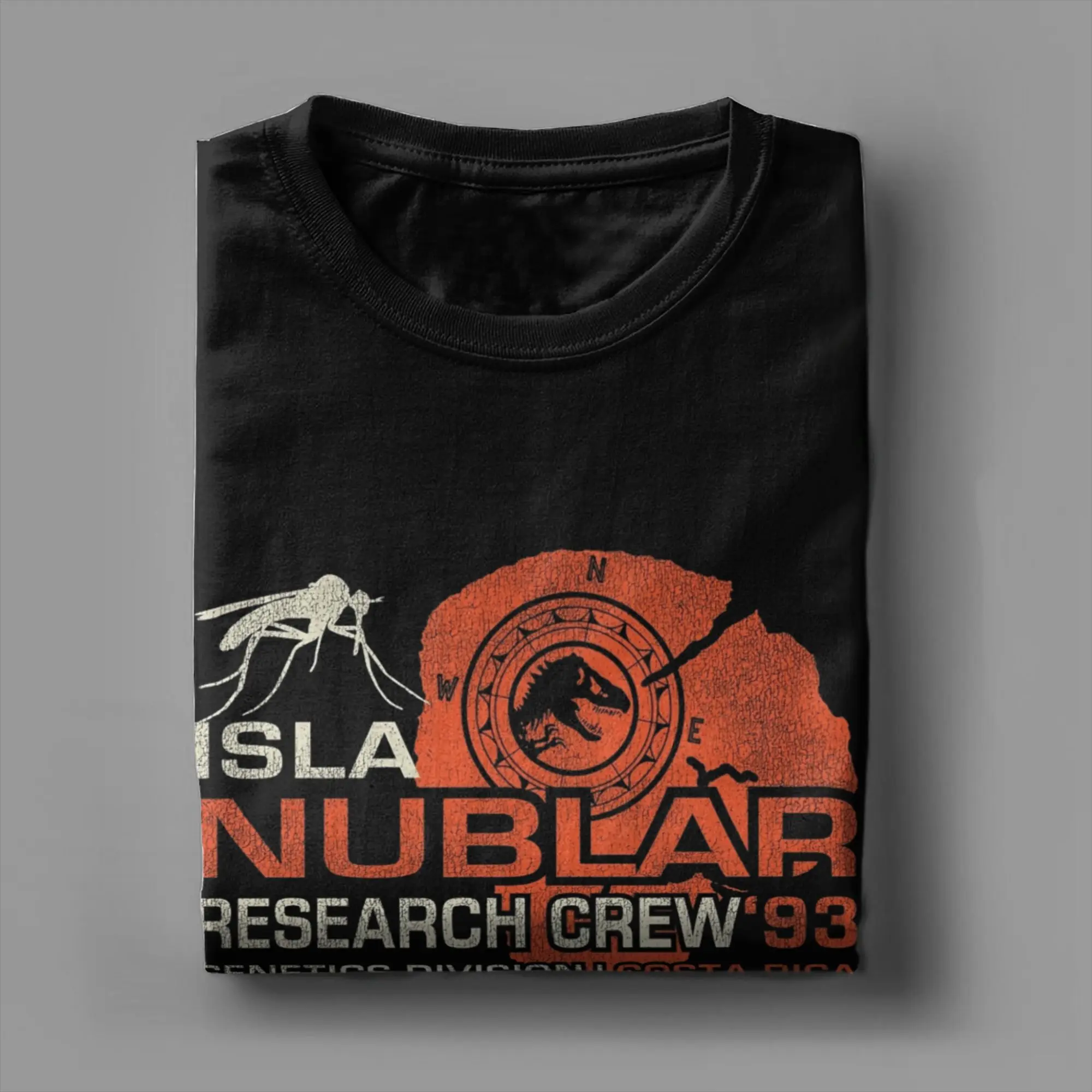 تي شيرت Isla Nublar Research Crew يرتديه الحديقة الجوراسية للرجال تي شيرت مضحك من القطن الخالص بأكمام قصيرة تي شيرت بمقاسات كبيرة