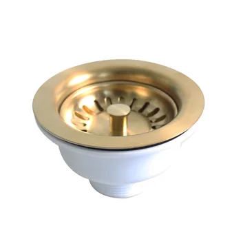 Talea 싱글 보울 주방 싱크대 배수구 키트, 배수구 여과기, 브러시드 골드 필터, SUS304, 114mm