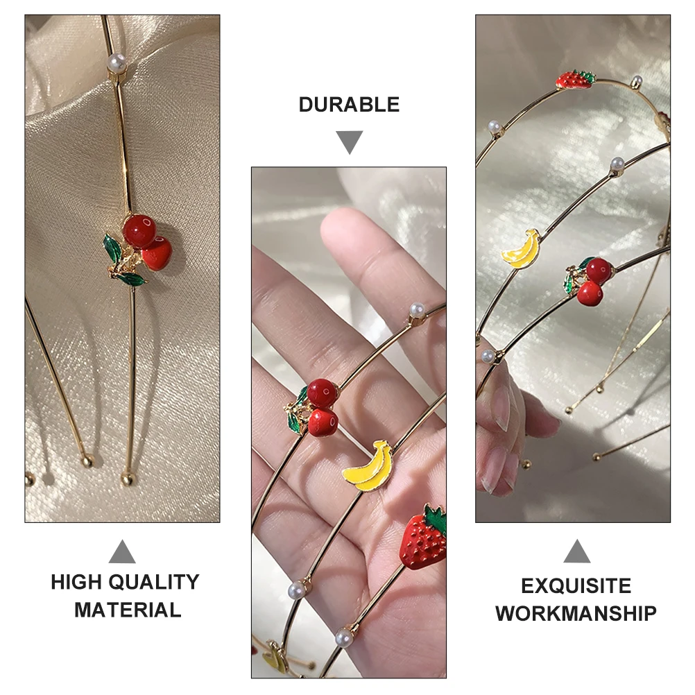 

1pcs Elegant Pearl Hoops Cherry Headband Alloy Party Hair Accessories Decorative Headwear Wedding Hairband Wash Face Hairband