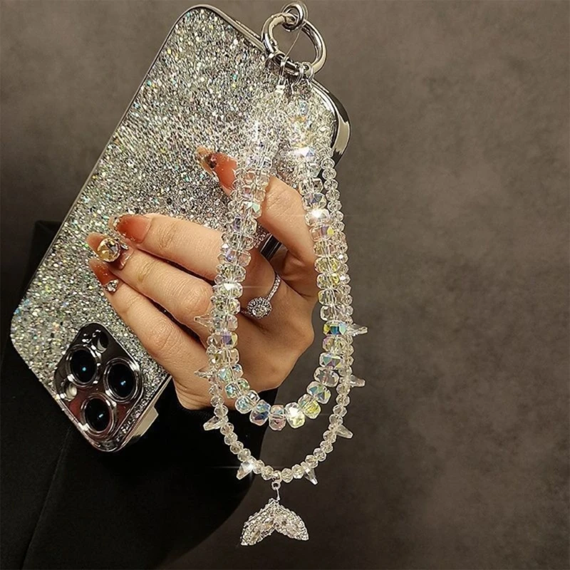 

Хрустальный рыбий хвост, подвесной ремешок для телефона с защитой от потери, ремешок на запястье для мобильных устройств, для
