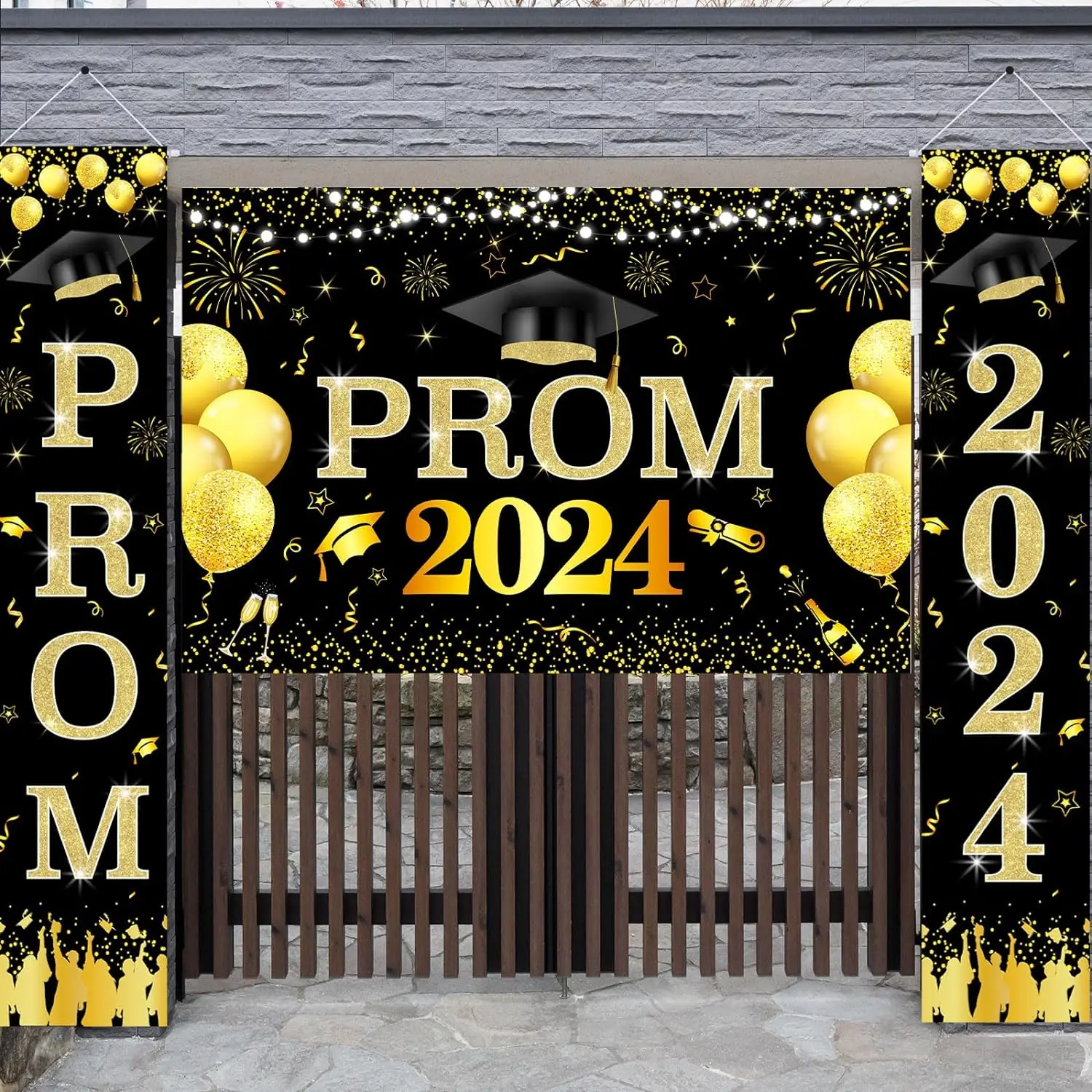 

Prom 2024 Backdrop Door Banner Graduation Prom Porch Sign for Class of 2024 Congrats Grad High School College Prom Party