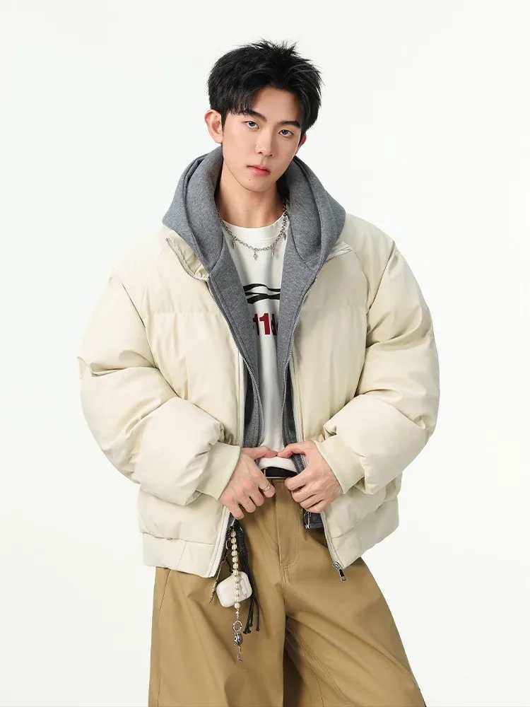 

Warmth PU Leather Hooded ort Thiened Winter Jaet for Men Cleanfit Bread Sle Coat Casual Loose Fit Long Sve Zipper