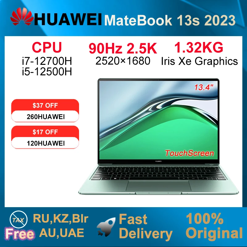 2023 HUAWEI MateBook 13s i5-12500H/i7-12700H 16GB 512GB 13.4-inch 2.5K 90Hz Touchscreens SSD Intel Iris Xe Graphics WiFi6