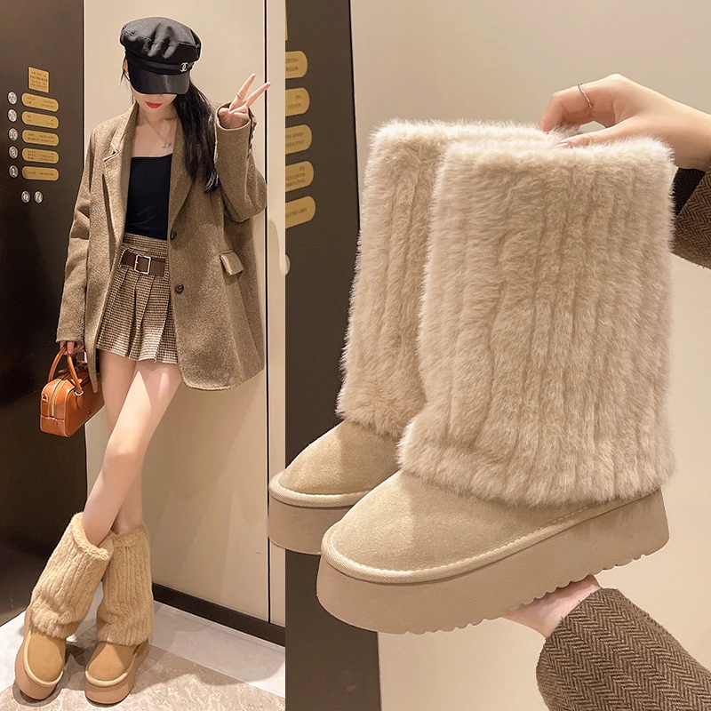 Women's Snow Boots New Winter Wear Thick Soled Non-slip Comfortable Warm Cotton Boots Plus Thick Tall Cotton Boots for Women