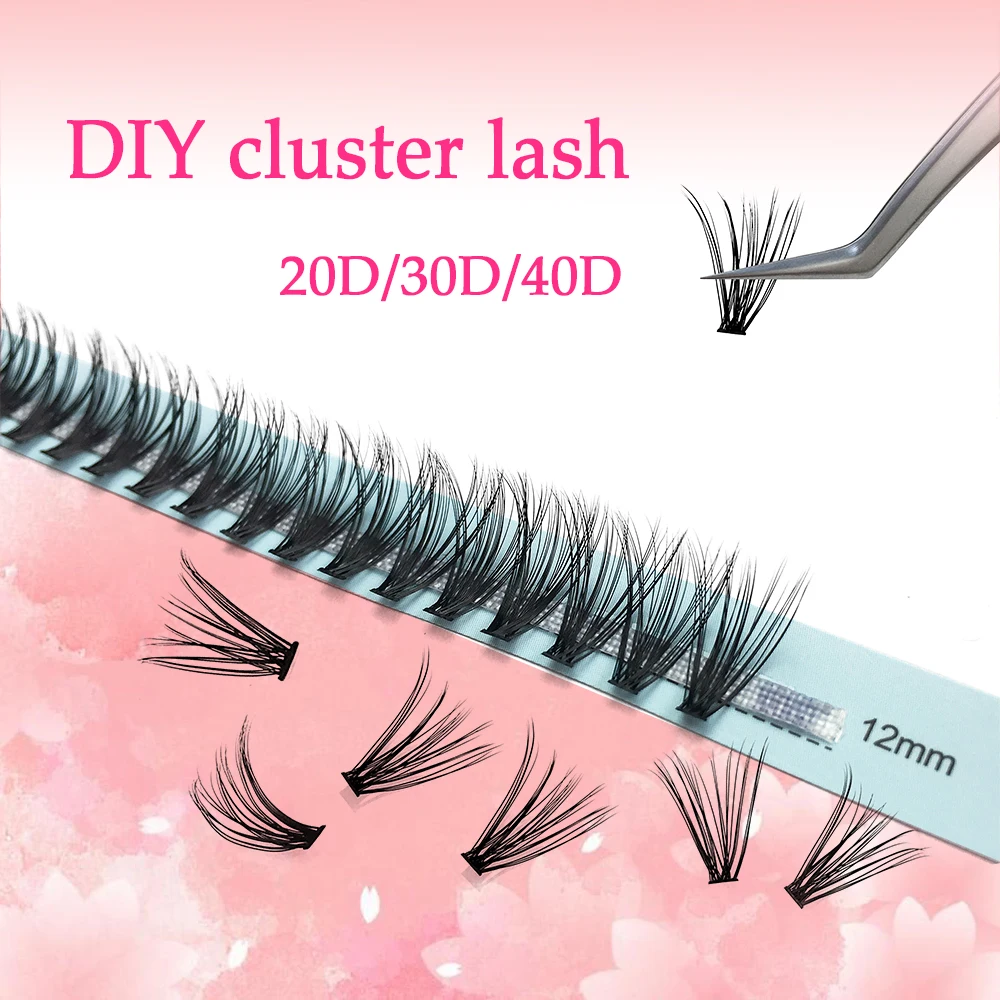 100 Bundles Cluster Eyelash Natural Hair Individual Eyelash 20D/30D Faux Mink DIY Ready made Fans 8-16 MIX Lower Fake Eyelash