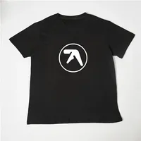 male funny present Fashion Aphex Twin Short Sleeves Men's Black T-Shirt Men T Shirt Print Cotton Short Sleeve T-shirt