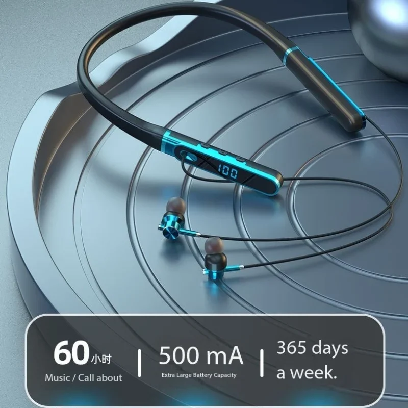 Auriculares intrauditivos con banda para el cuello, cascos con cancelación de ruido ENC de 60H de reproducción, IPX6, manos libres, inalámbricos por Bluetooth de alta fidelidad