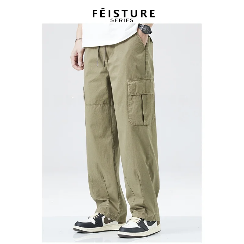 

Oversize Straight Leg Men's Casual Pants 2025 New American Sle Vintage Workwear Multi-ket Wide Leg Loose Fit Trousers