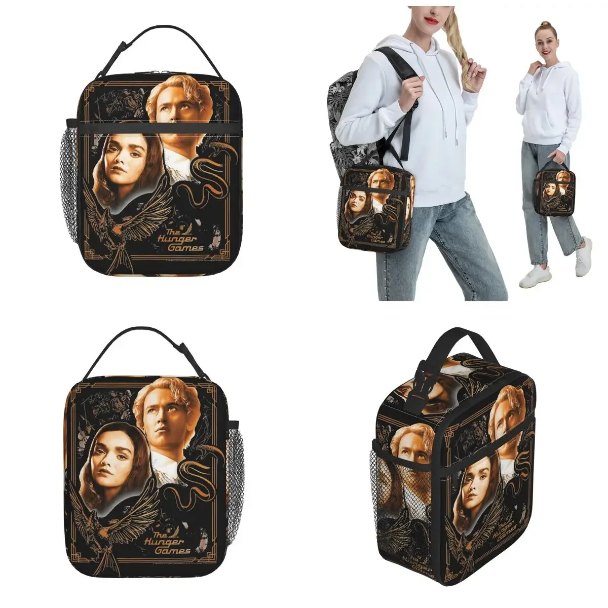 Retro The Ballad Of Songbirds And Snakes Thermal Insulated Lunch Bag Work Gray & Snow Portable Food Bag Cooler Thermal Lunch Box