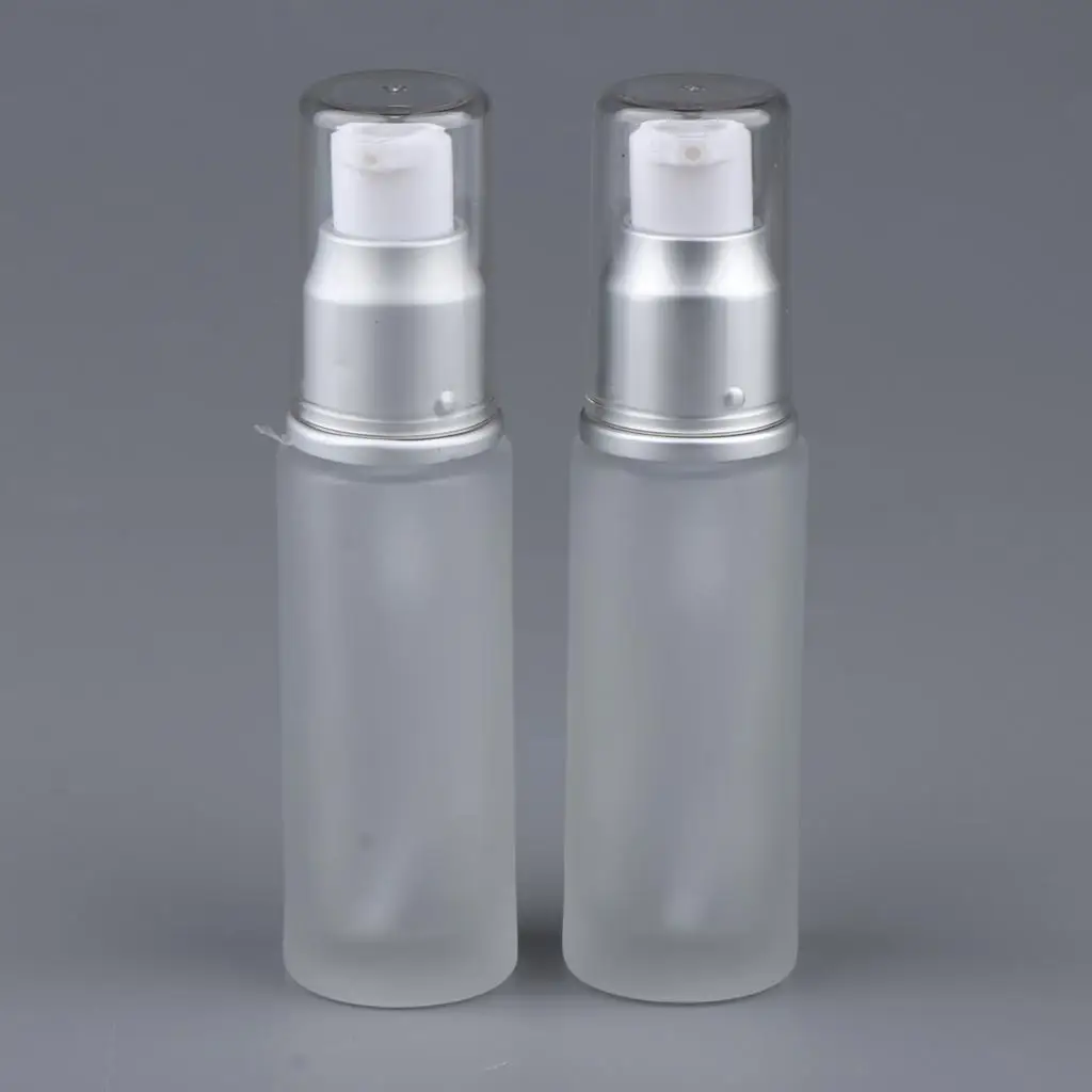 2pcs Empty Spray Pump Bottle Refillable Container Emulsion Lotions Glass Bottle