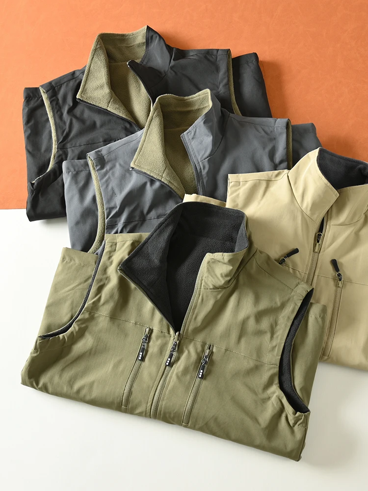 

Двусторонняя одежда, мужской жилет с воротником-стойкой на подкладке, осень-зима, функциональный Faion Urban Sle Thiened Stand Fit