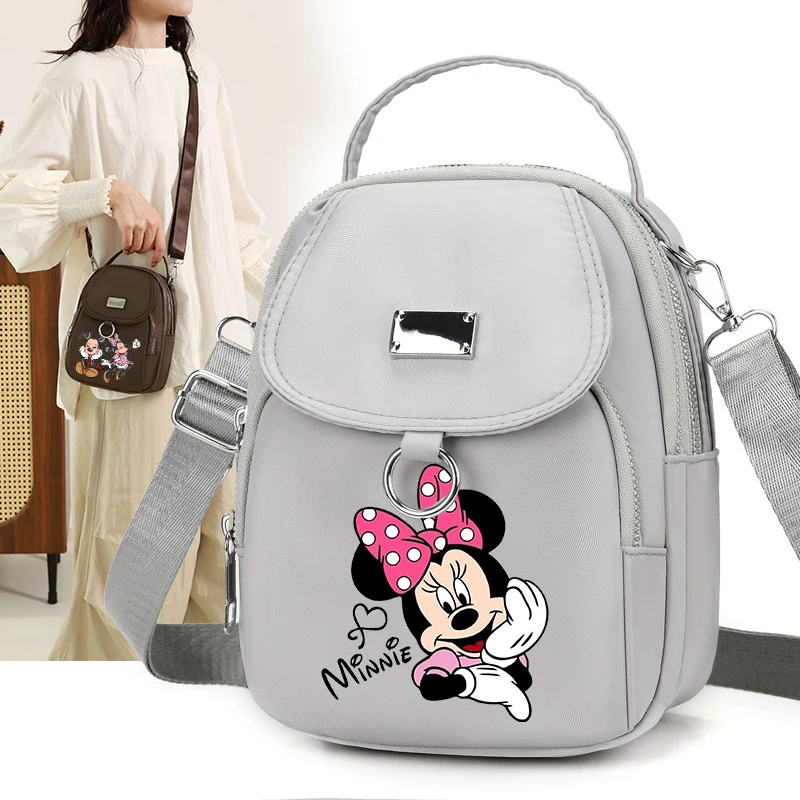 

Прочная Оксфордская 3-слойная сумка с Микки и Минни, сумка через плечо на молнии для телефона, женская многофункциональная сумка на запястье, женская сумка