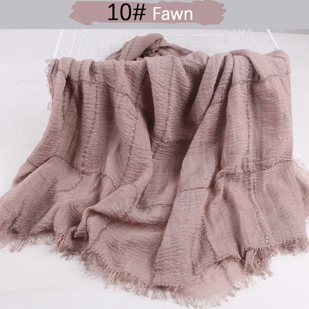 Glitzer Spitze Linien Pailletten Crinkle Crimp zerrissen Baumwolle Turban Hijab 2021 neues Design Frauen Kopftuch Falten Schal