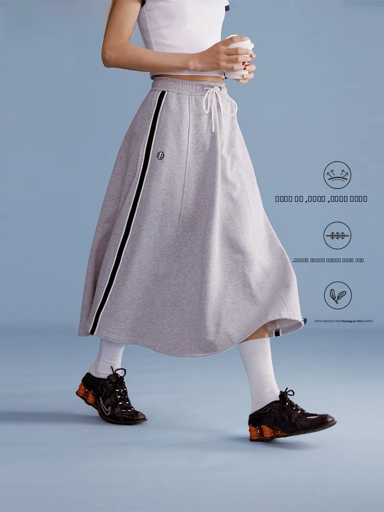 

Юбка длиной до пола с цветочным принтом, ультрафиолетовая толстовка из ткани, длинная юбка трапециевидной формы, дизайн со средней талией, чистый цвет, весна 2024 г.