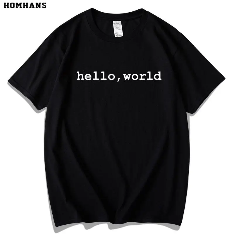 New Geek Male Hacker Code Farmer Programmer Programming Hello World Printed Men's and Women's Casual Round Neck T-shirt