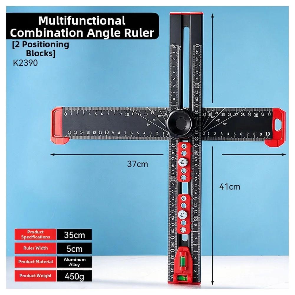 Aluminum Alloy Hole Punch Guide with Clear Engraved Measurements and Multiple Adjustable Angle Positioning Blocks