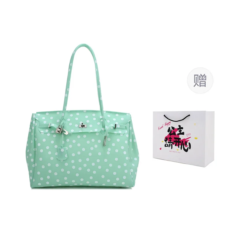 Polka‑dot Clear PVC Tote Bag Waterproof Lightweight Candy Colour Jelly Purse Large‑Capacity Flip Top‑Handle Shoulder Bag