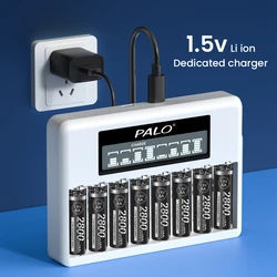 Battery Charger 8 Slots Fast Smart 1.5V Li-ion AA AAA Battery Charger for 1.5V AA AAA Lithium Rechargeable Battery