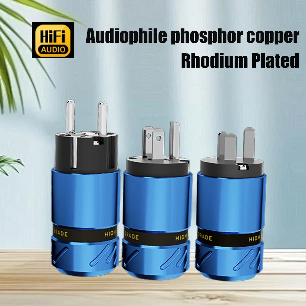 Hifi Audiophile phosphor copper Power Plug EU/US/AU phosphor copper Schuko IEC C15 Connector Socket for DIY Power Cord Cable