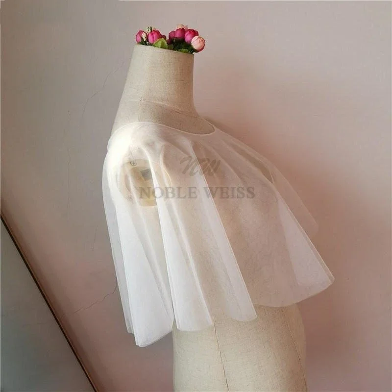 Capa de novia de tul de verano, chaquetas de boda simples, abrigo envolvente para mujer, capa Bolero, chaqueta de boda, chal nupcial personalizado