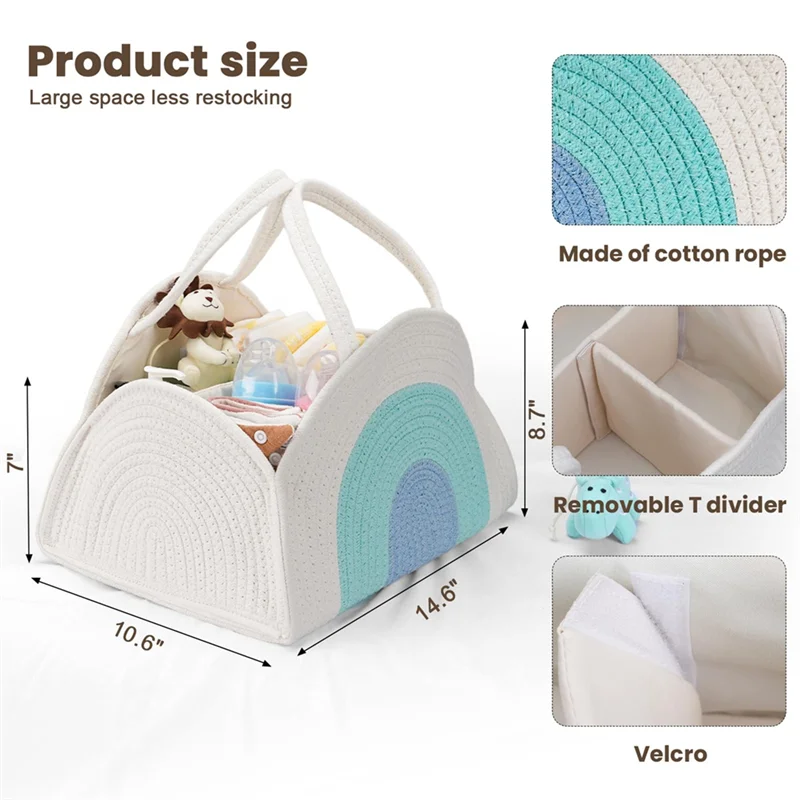 For Diapers For Baby Organizer, Baby Basket Wipes Storage, Newborn Baby Essentials Gift For Boy Or Girl Baby Shower