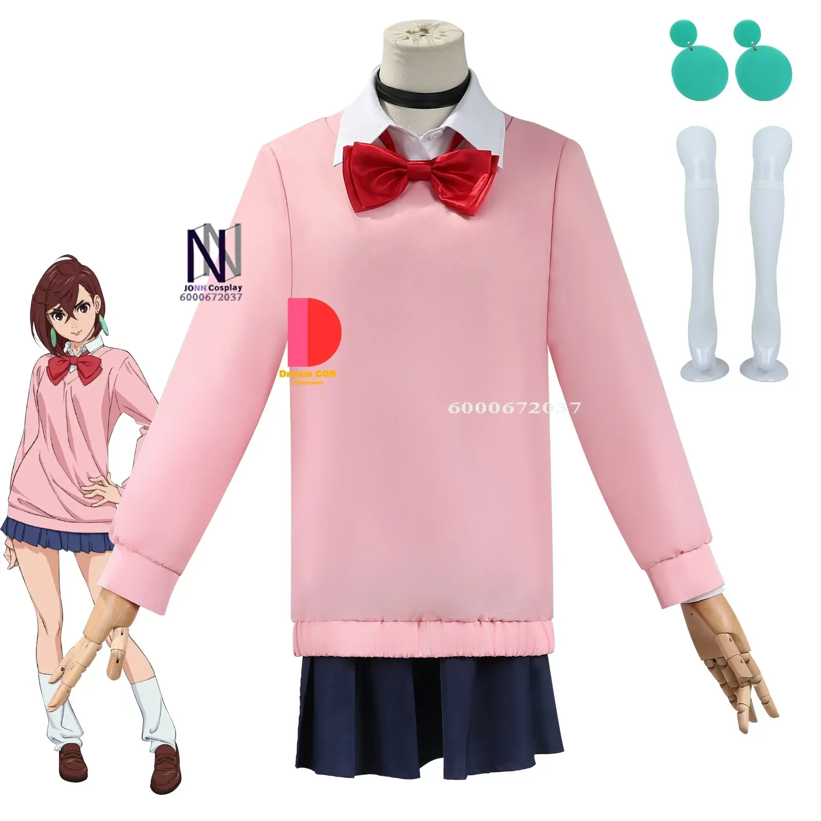 

Anime Dandadan Momo Ayase Cosplay Costume with Earring High School Schoolgirl Uniform Set Comic-Con JK Uniform Skirt New Arrival