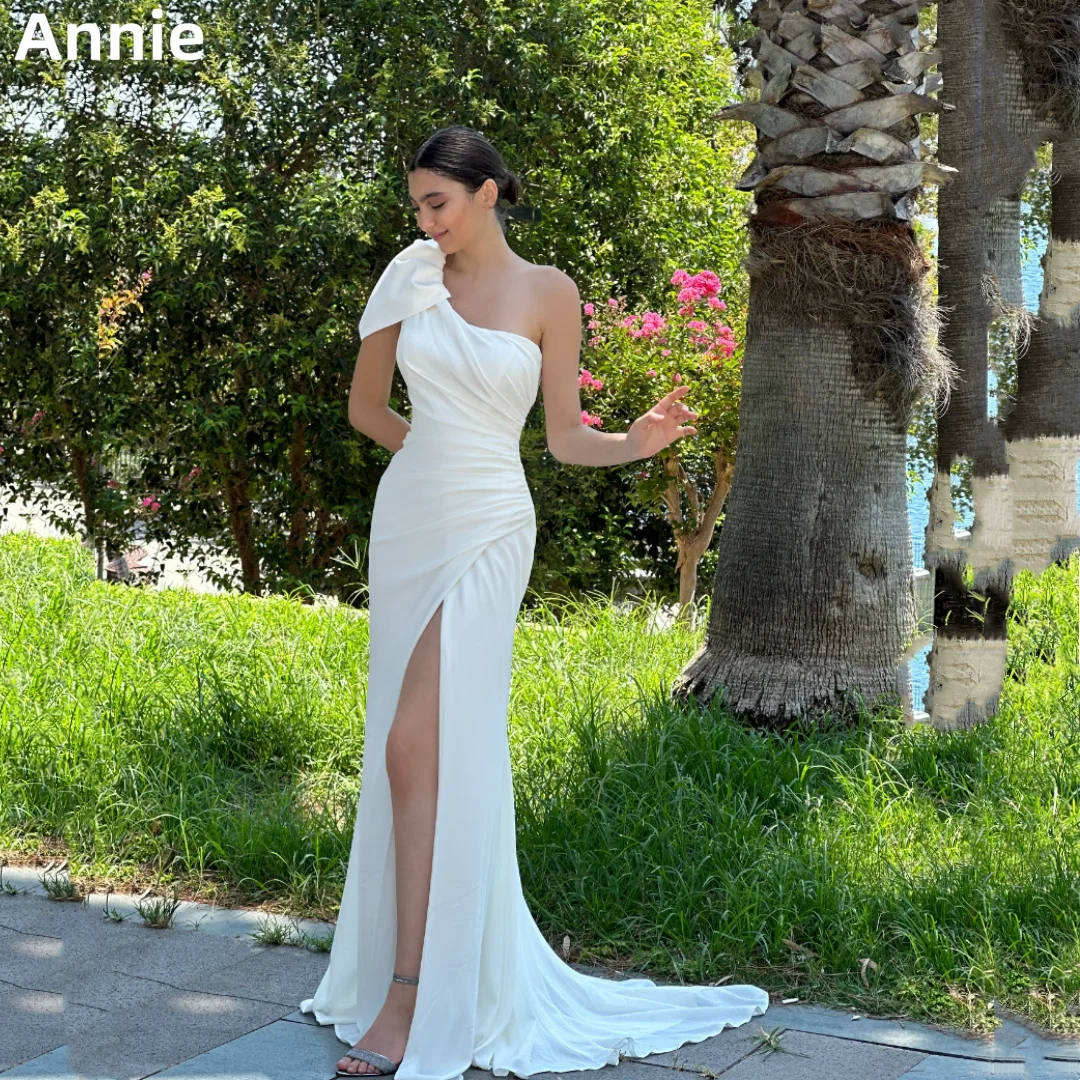 

Annie White Wedding Dress Sexy Shoulder Elegant Women Prom Dresses Mermaid Fairy Bespoke Occasion Dresses Vestidos De Fiesta