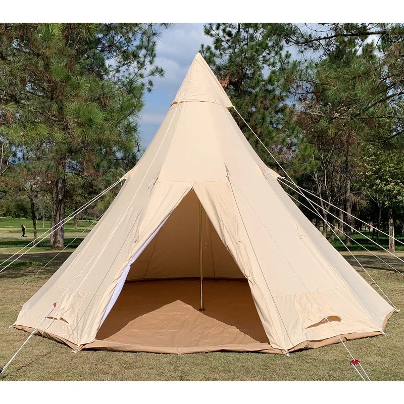 6-7 Person Teepee Tent, Family Camping Tents with Window and Mesh Vents,  Tower Post Bell Tipi Tent for Camping Hiking Vacation